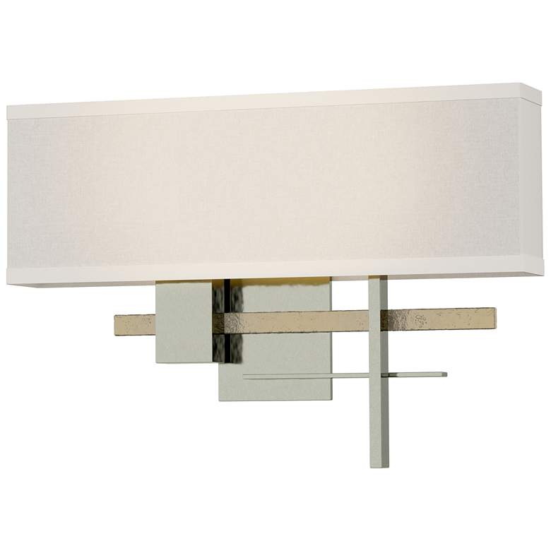 Image 1 Cosmo 11.3"H Modern Brass Accented Sterling Sconce With Flax Shade