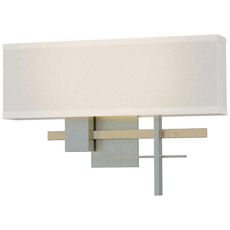 Image 1 Cosmo 11.3"H Modern Brass Accented Vintage Platinum Sconce w/ Flax Sha