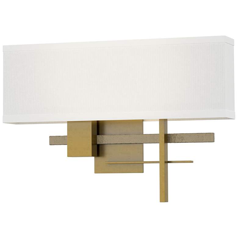 Image 1 Cosmo 11.3"H Soft Gold Accented Modern Brass Sconce w/ Anna Shade