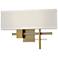 Cosmo 11.3"H Soft Gold Accented Modern Brass Sconce With Flax Shade