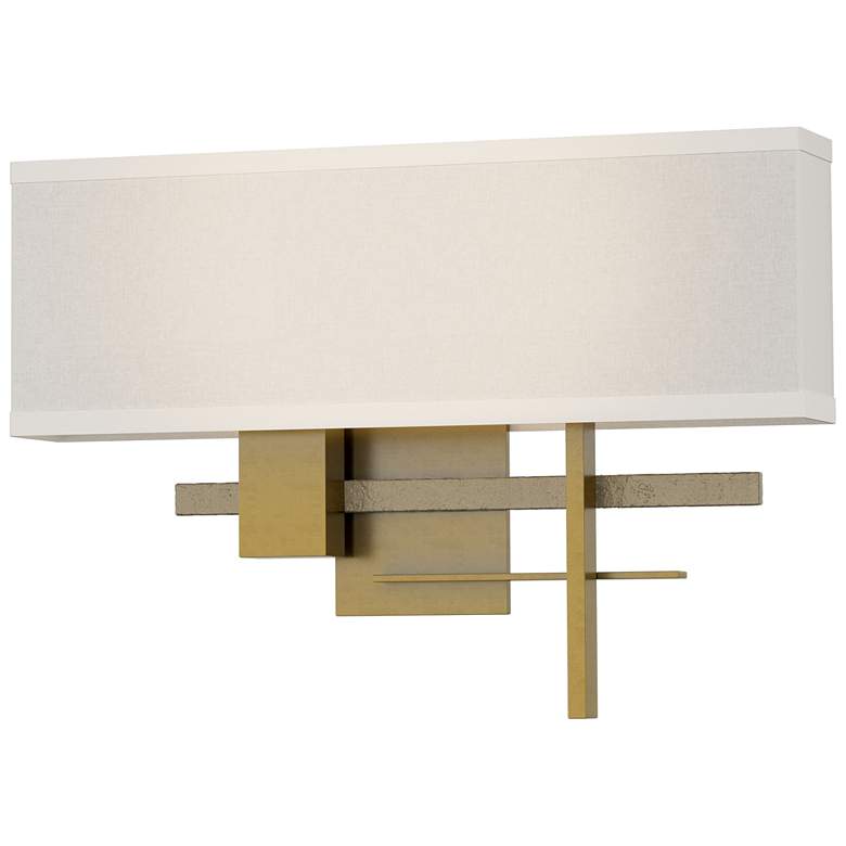 Image 1 Cosmo 11.3"H Soft Gold Accented Modern Brass Sconce With Flax Shade