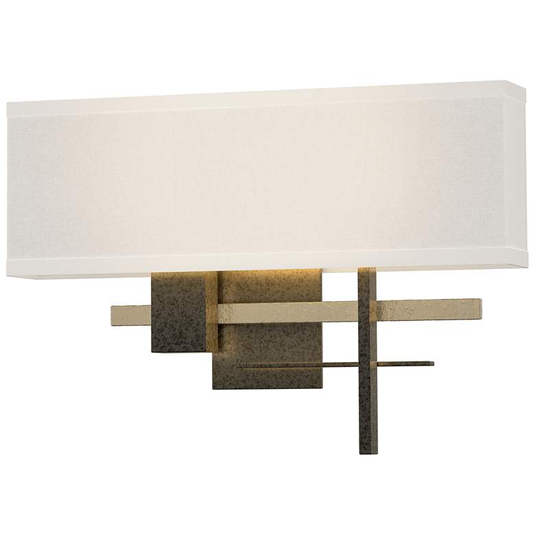 Image 1 Cosmo 11.3"H Soft Gold Accented Natural Iron Sconce With Flax Shade