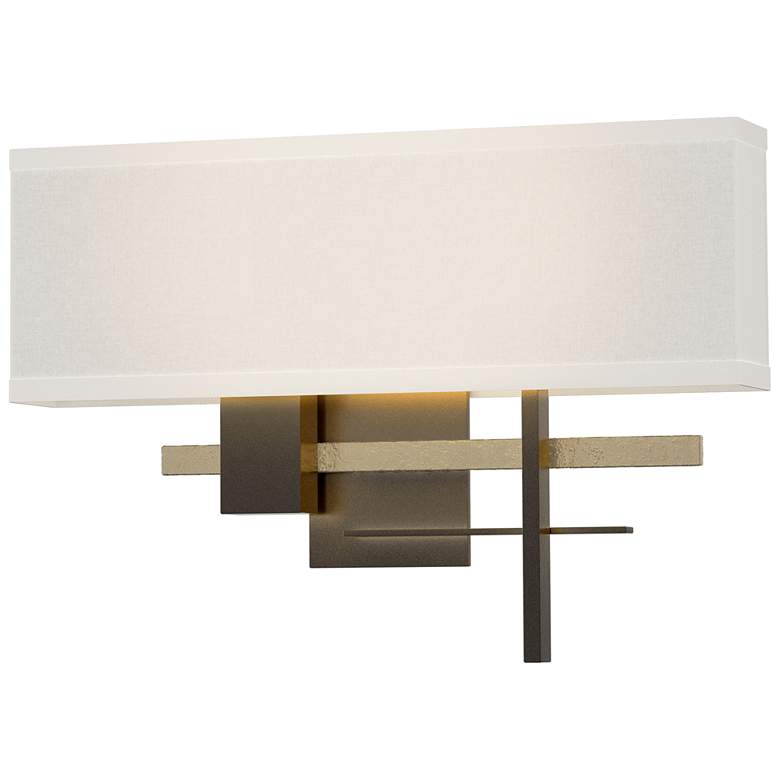Image 1 Cosmo 11.3"H Soft Gold Accented Oil Rubbed Bronze Sconce w/ Flax Shade