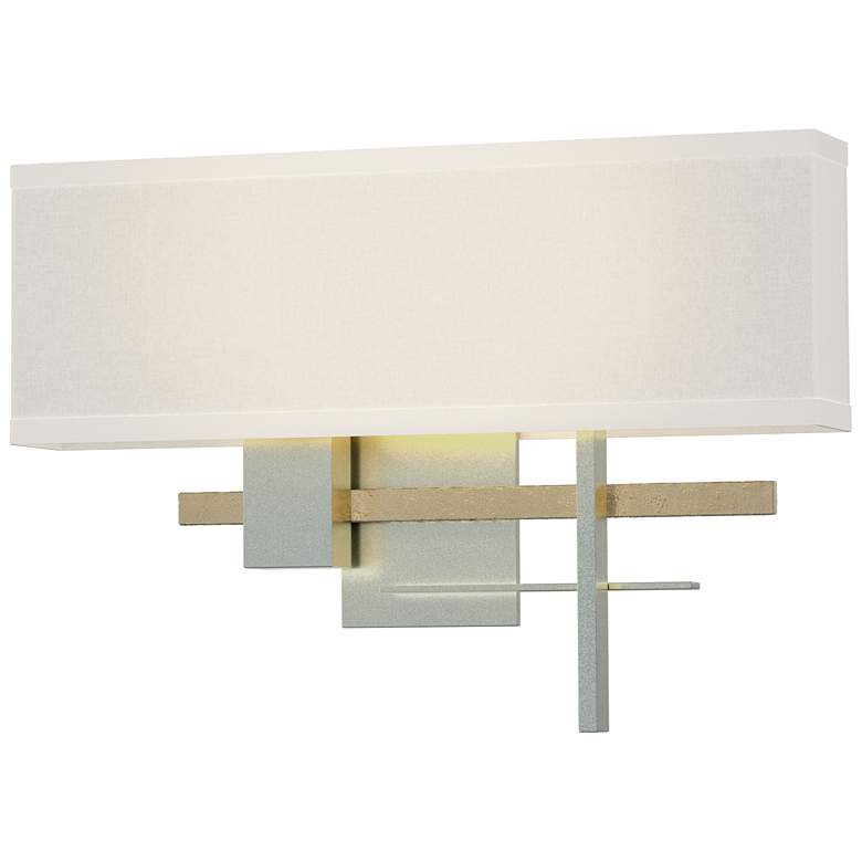 Image 1 Cosmo 11.3"H Soft Gold Accented Vintage Platinum Sconce w/ Flax Shade