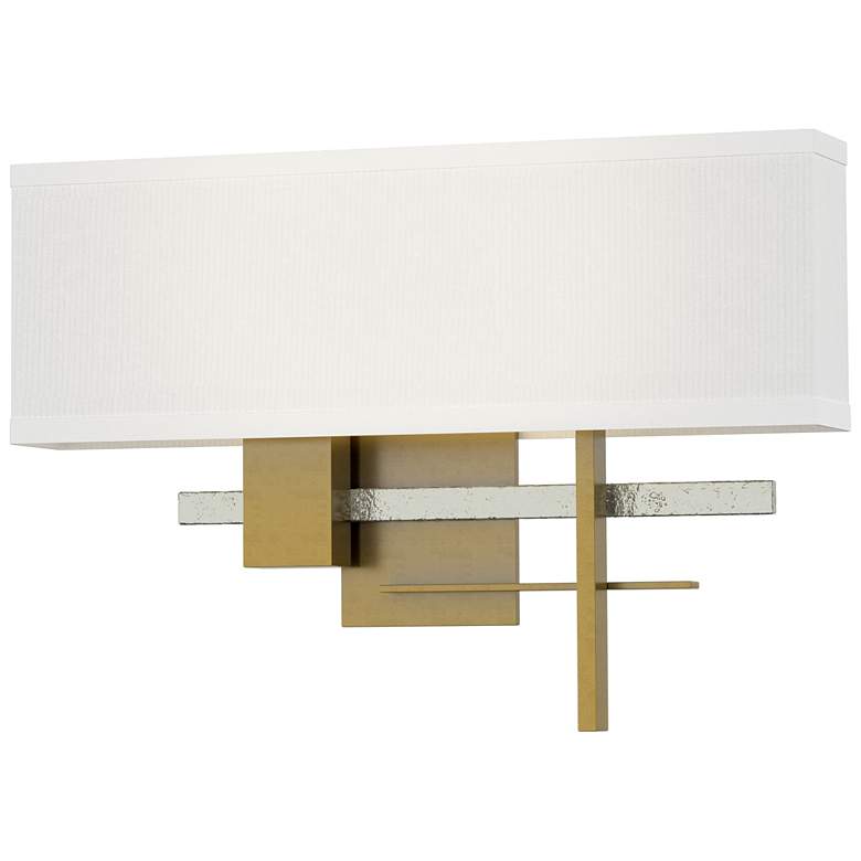 Image 1 Cosmo 11.3"H Sterling Accented Modern Brass Sconce w/ Anna Shade