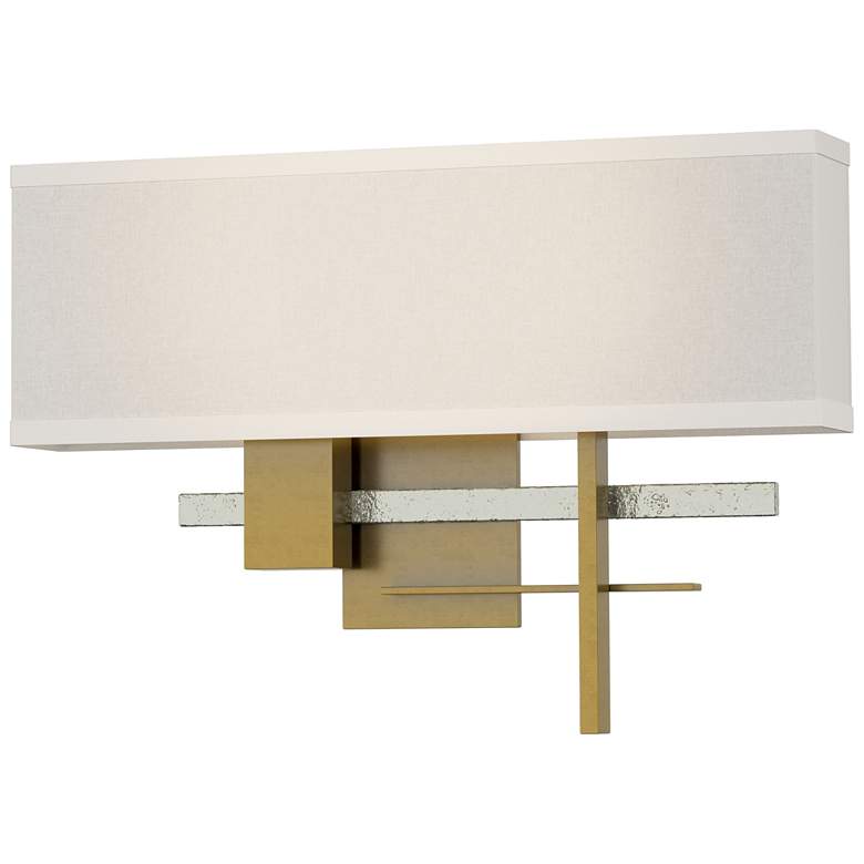Image 1 Cosmo 11.3"H Sterling Accented Modern Brass Sconce With Flax Shade