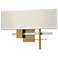 Cosmo 11.3"H Sterling Accented Modern Brass Sconce With Flax Shade