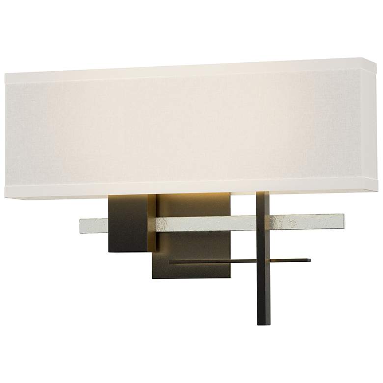 Image 1 Cosmo 11.3"H Vintage Platinum Accented Black Sconce With Flax Shade