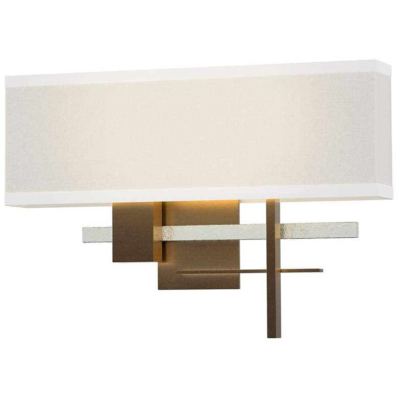 Image 1 Cosmo 11.3"H Vintage Platinum Accented Bronze Sconce With Flax Shade