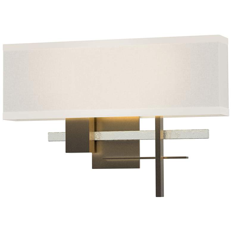 Image 1 Cosmo 11.3"H Vintage Platinum Accented Dark Smoke Sconce w/ Flax Shade