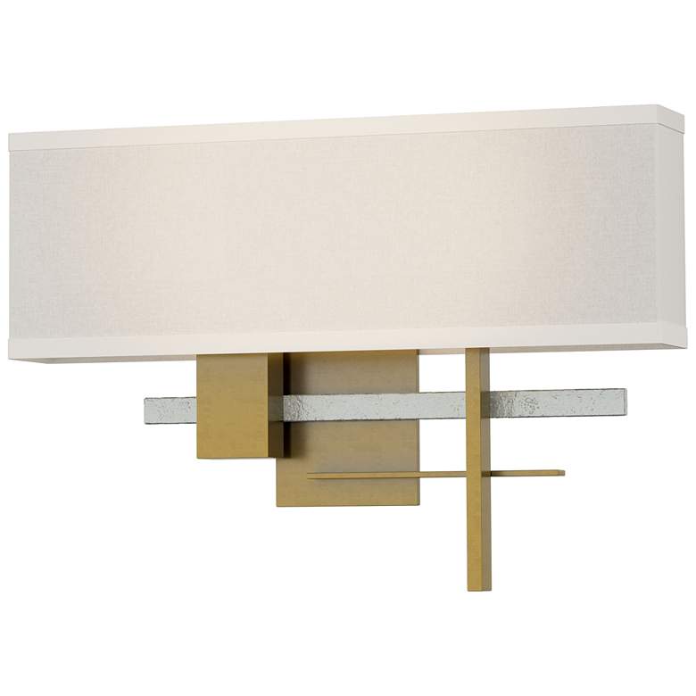 Image 1 Cosmo 11.3"H Vintage Platinum Accented Modern Brass Sconce w/ Flax Sha