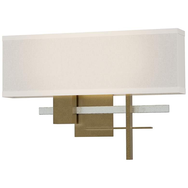 Image 1 Cosmo 11.3"H Vintage Platinum Accented Soft Gold Sconce w/ Flax Shade