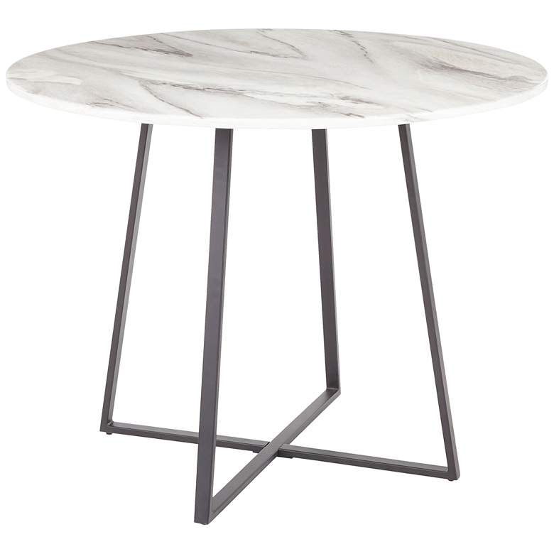 Cosmo 39 1/2&quot; Wide Round White Marble Top Dining Table