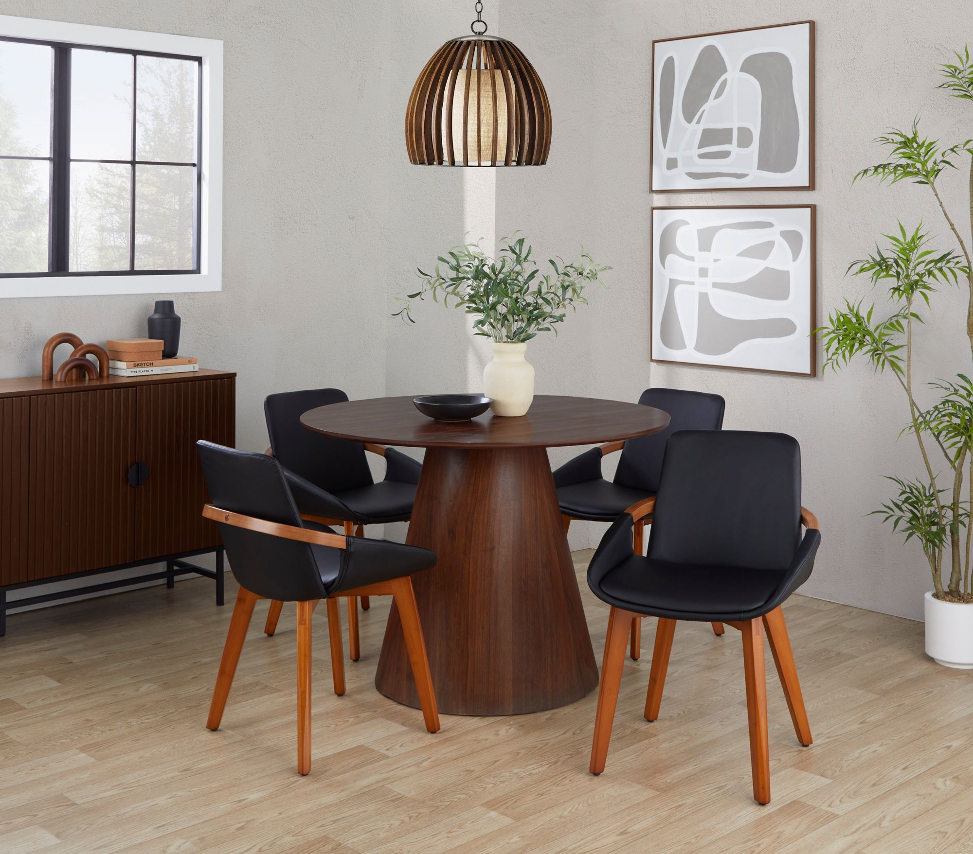 Cosmo Chair in Walnut and Black Faux Leather by LumiSource