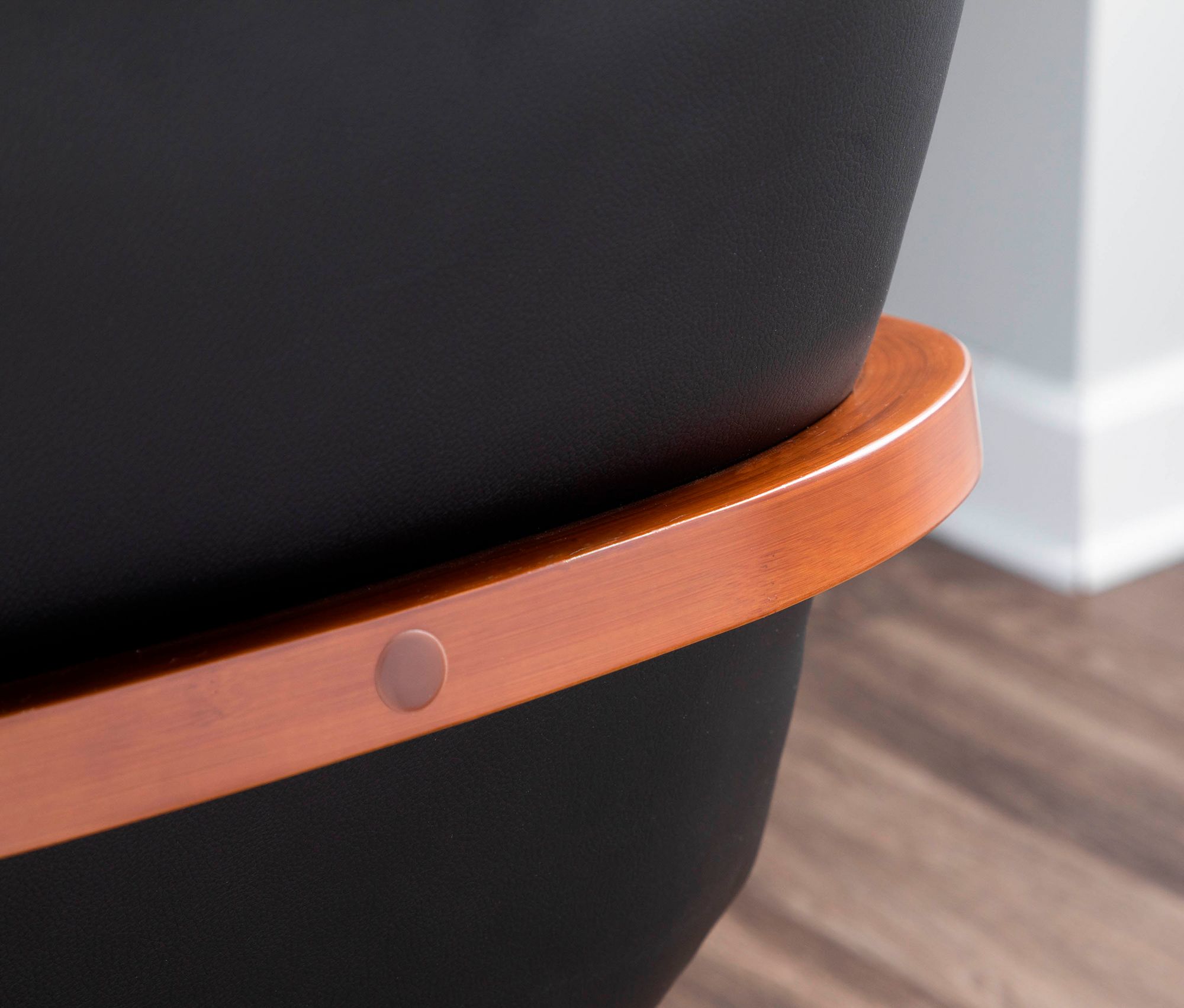 Cosmo Chair in Walnut and Black Faux Leather by LumiSource