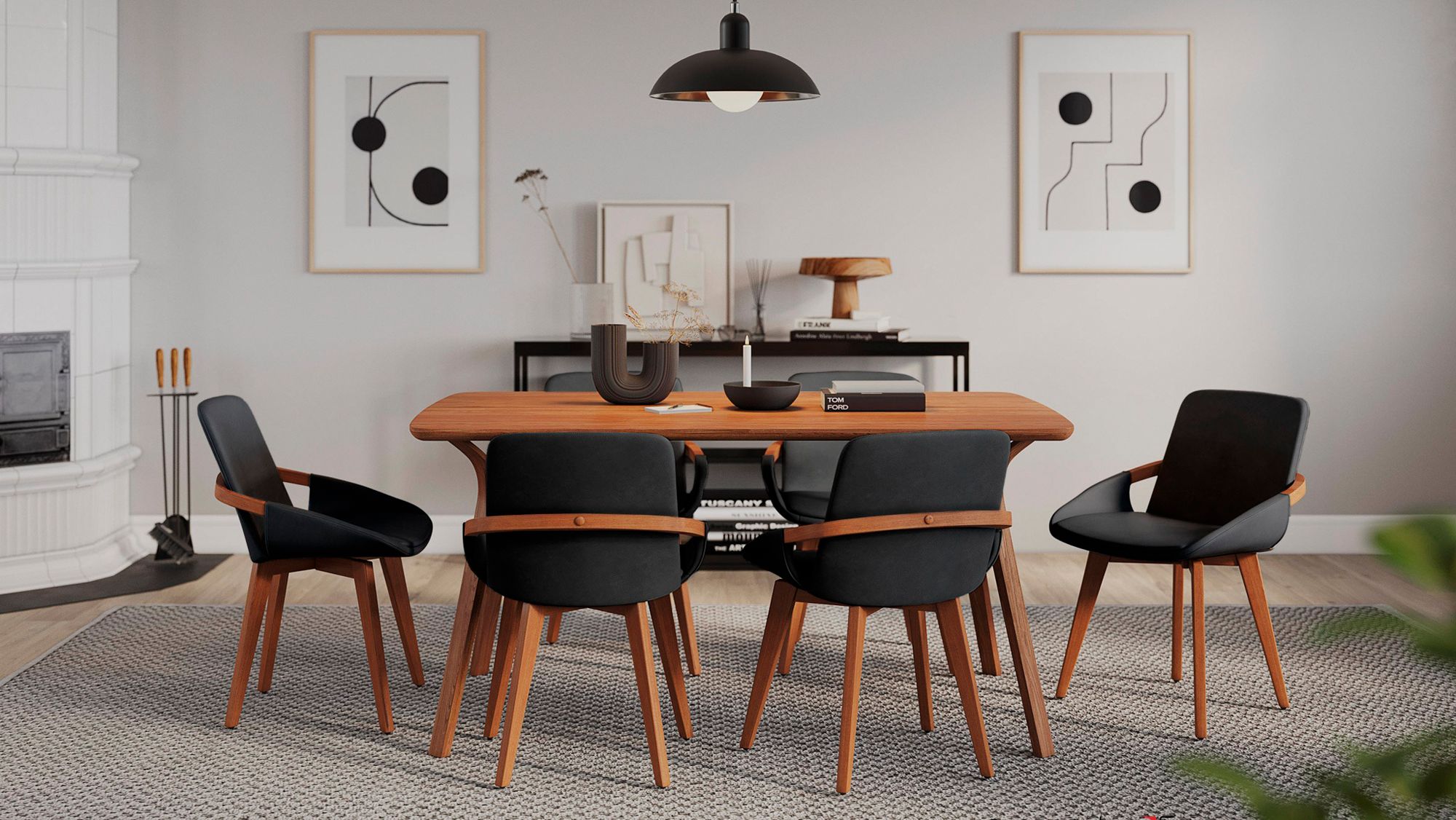 Cosmo Chair in Walnut and Black Faux Leather by LumiSource