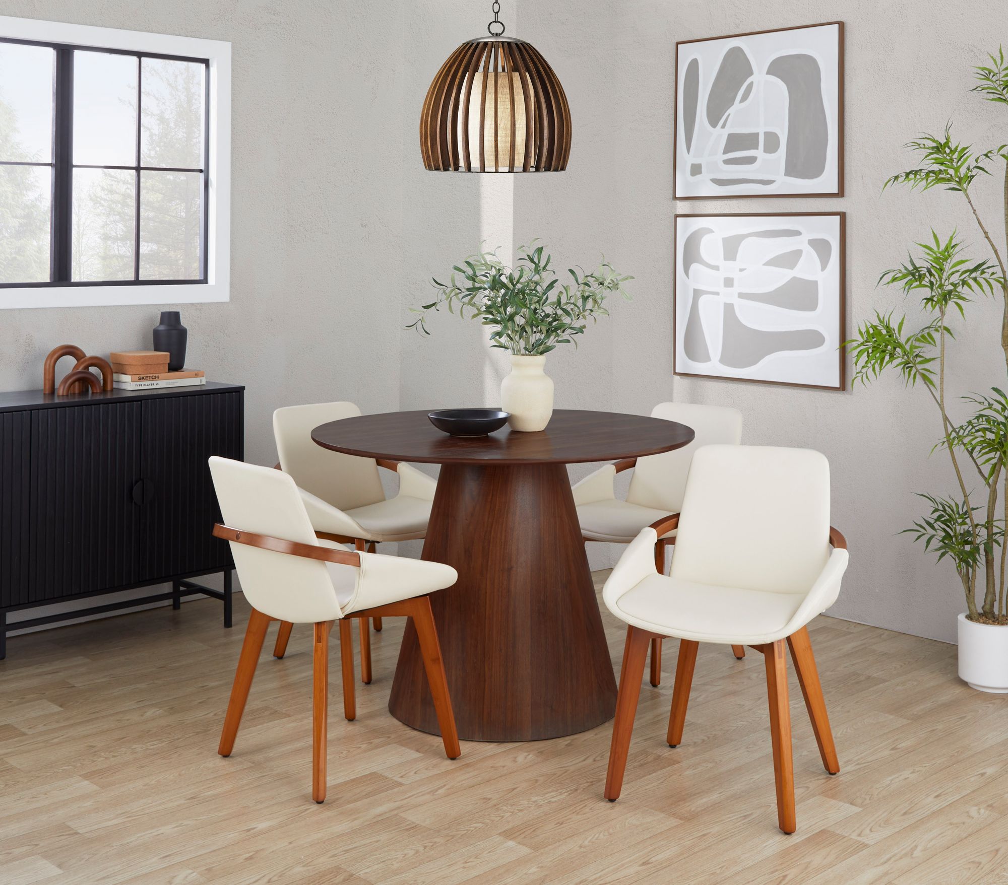 Cosmo Chair in Walnut and Cream Faux Leather by LumiSource