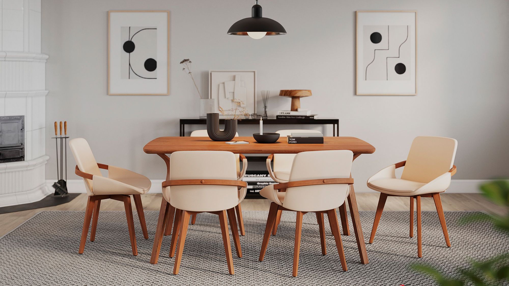 Cosmo Chair in Walnut and Cream Faux Leather by LumiSource