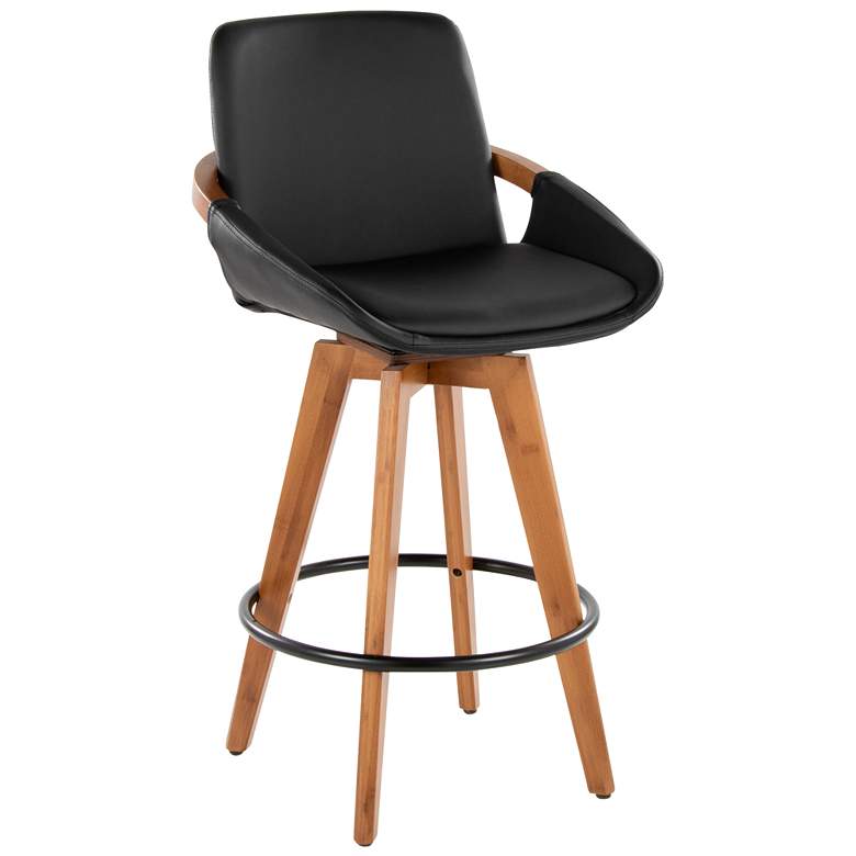 Image 1 Cosmo Counter Stool in Walnut and Black PU by LumiSource