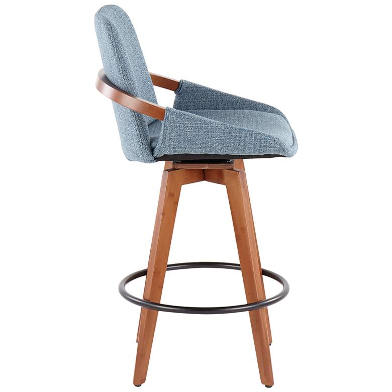 Image 2 Cosmo Counter Stool in Walnut and Blue Fabric by LumiSource more views