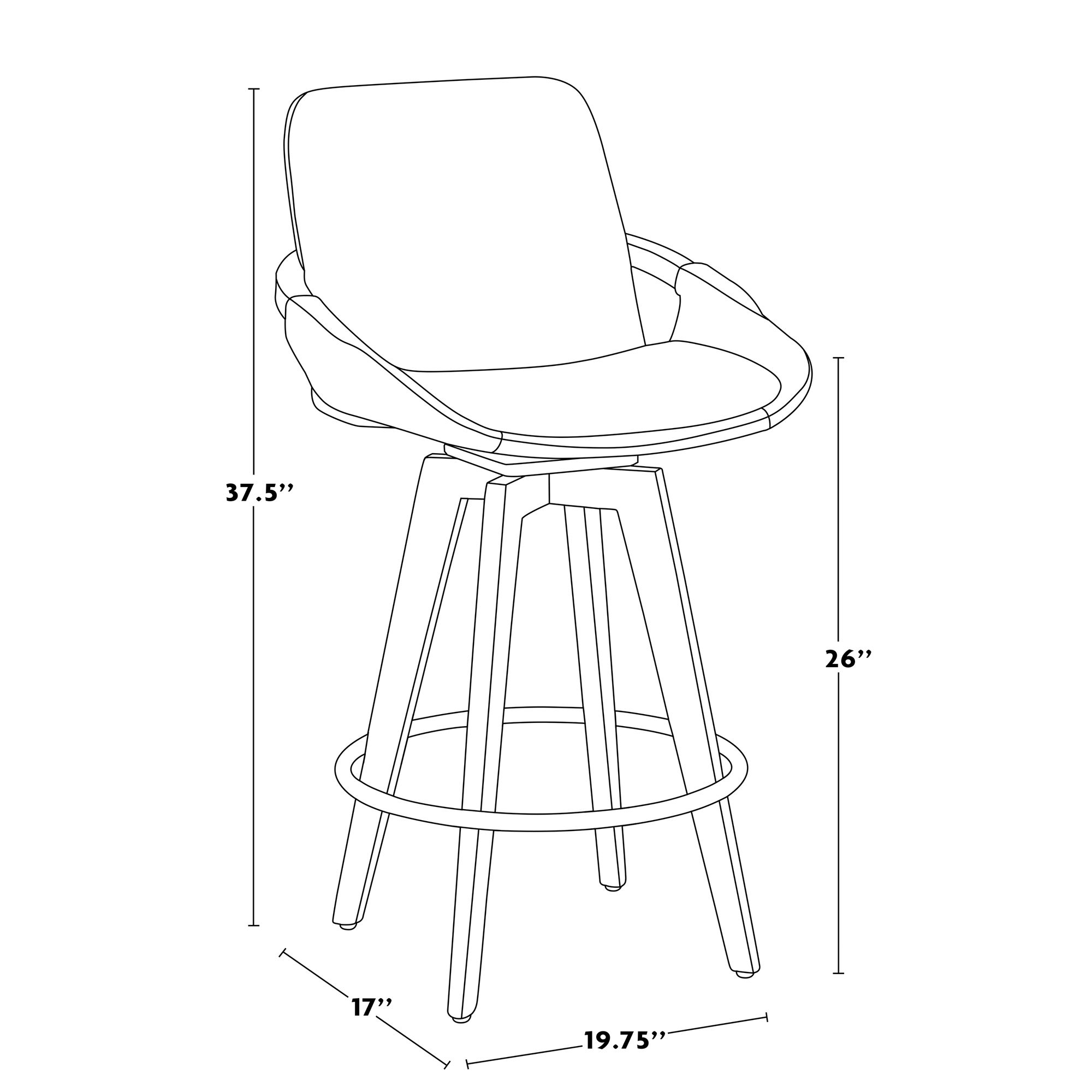 Cosmo Counter Stool in Walnut and Blue Fabric by LumiSource