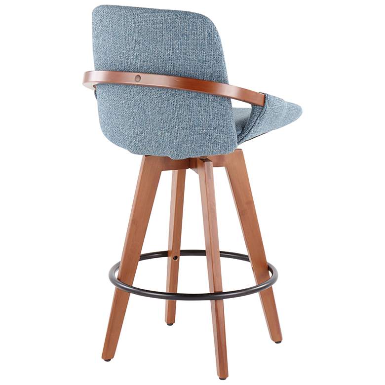 Image 3 Cosmo Counter Stool in Walnut and Blue Fabric by LumiSource more views