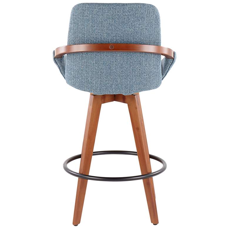 Image 4 Cosmo Counter Stool in Walnut and Blue Fabric by LumiSource more views