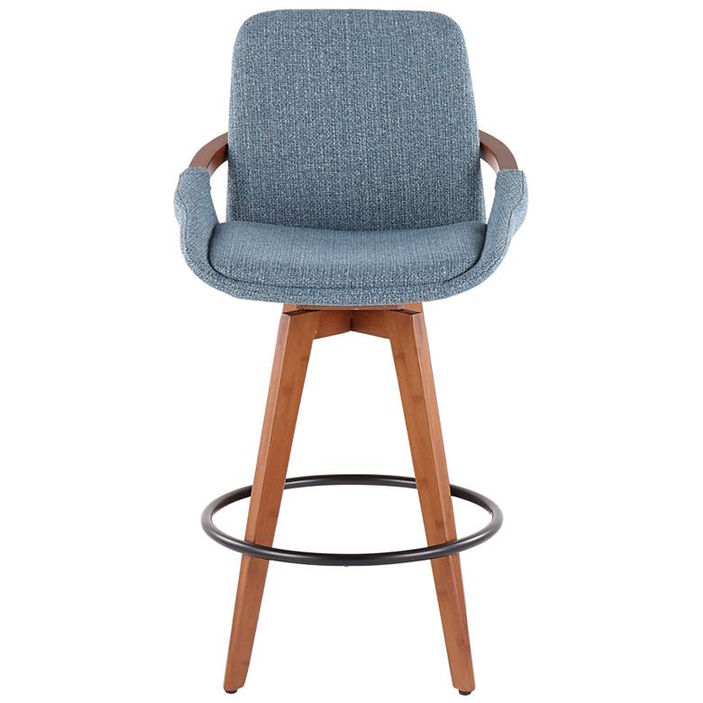 Image 5 Cosmo Counter Stool in Walnut and Blue Fabric by LumiSource more views