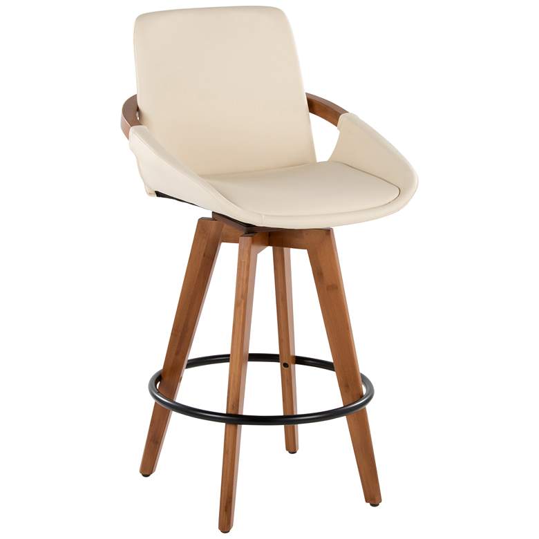 Image 1 Cosmo Counter Stool in Walnut and Cream PU by LumiSource