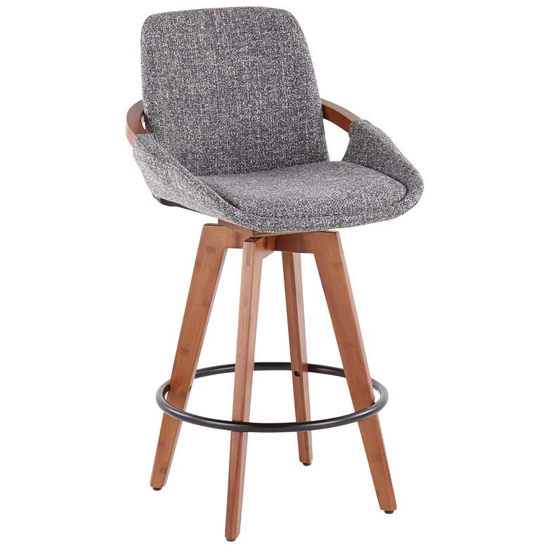 Image 1 Cosmo Counter Stool in Walnut and Grey Fabric by LumiSource