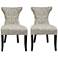 Cosmo Cream Fan Damask Fabric Side Chair Set of 2