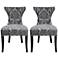 Cosmo Gray Fan Damask Fabric Side Chair Set of 2