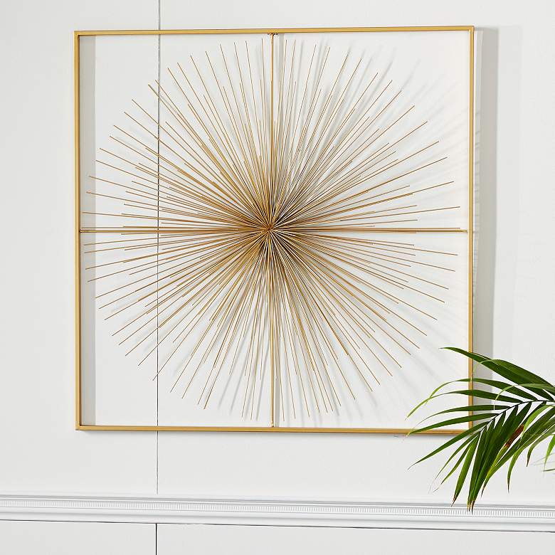 Image 1 CosmoLiving by Cosmopolitan Gold 36" Square Metal Wall Art
