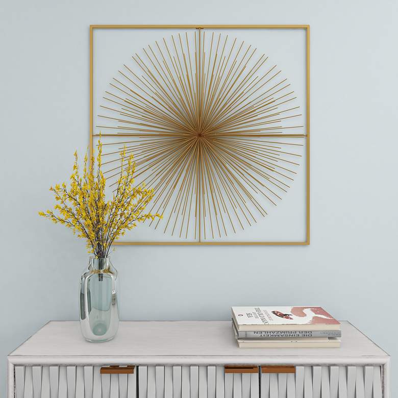 Image 7 CosmoLiving by Cosmopolitan Gold 36" Square Metal Wall Art more views