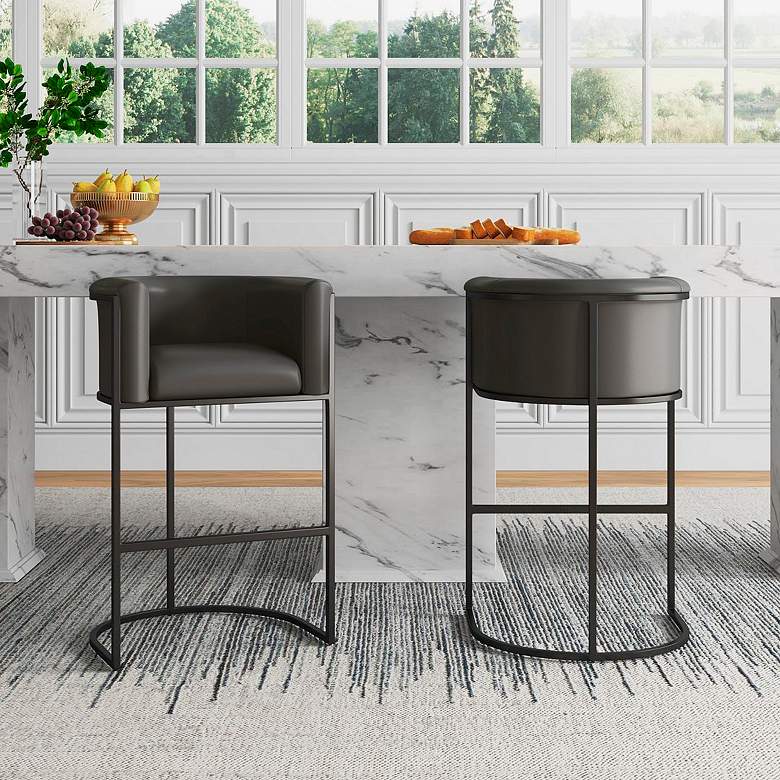 Image 3 Cosmopolitan 25 1/2" Pebble Faux Leather Counter Stool more views