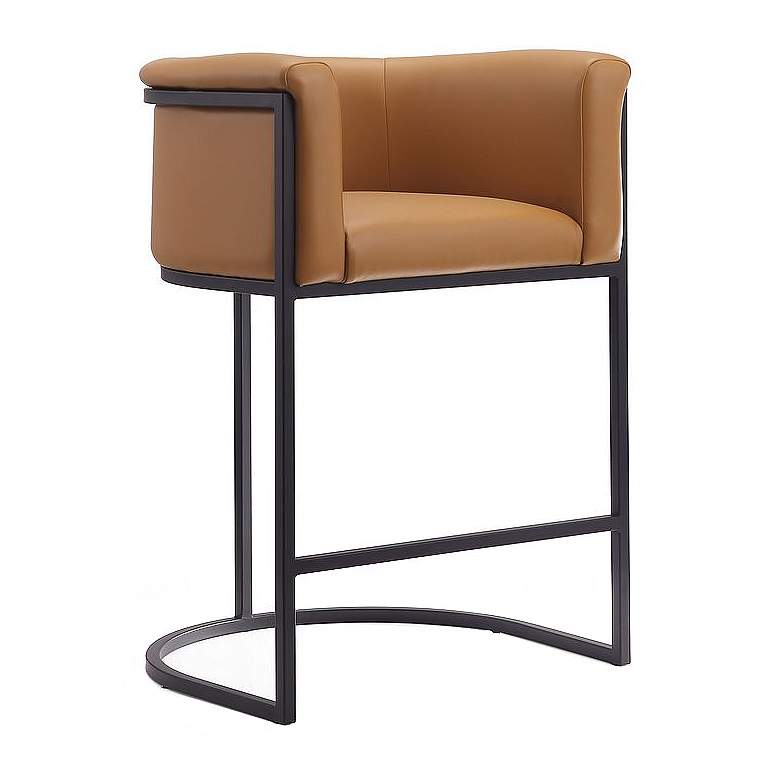 Image 1 Cosmopolitan 33.8" Camel & Black Metal Counter Height Bar Stool
