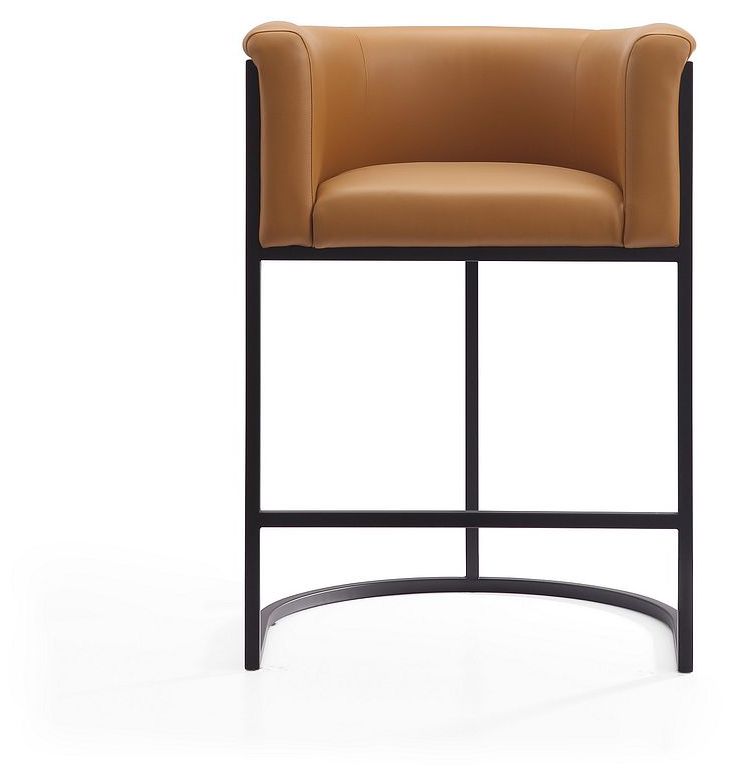Image 4 Cosmopolitan 33.8" Camel & Black Metal Counter Height Bar Stool more views