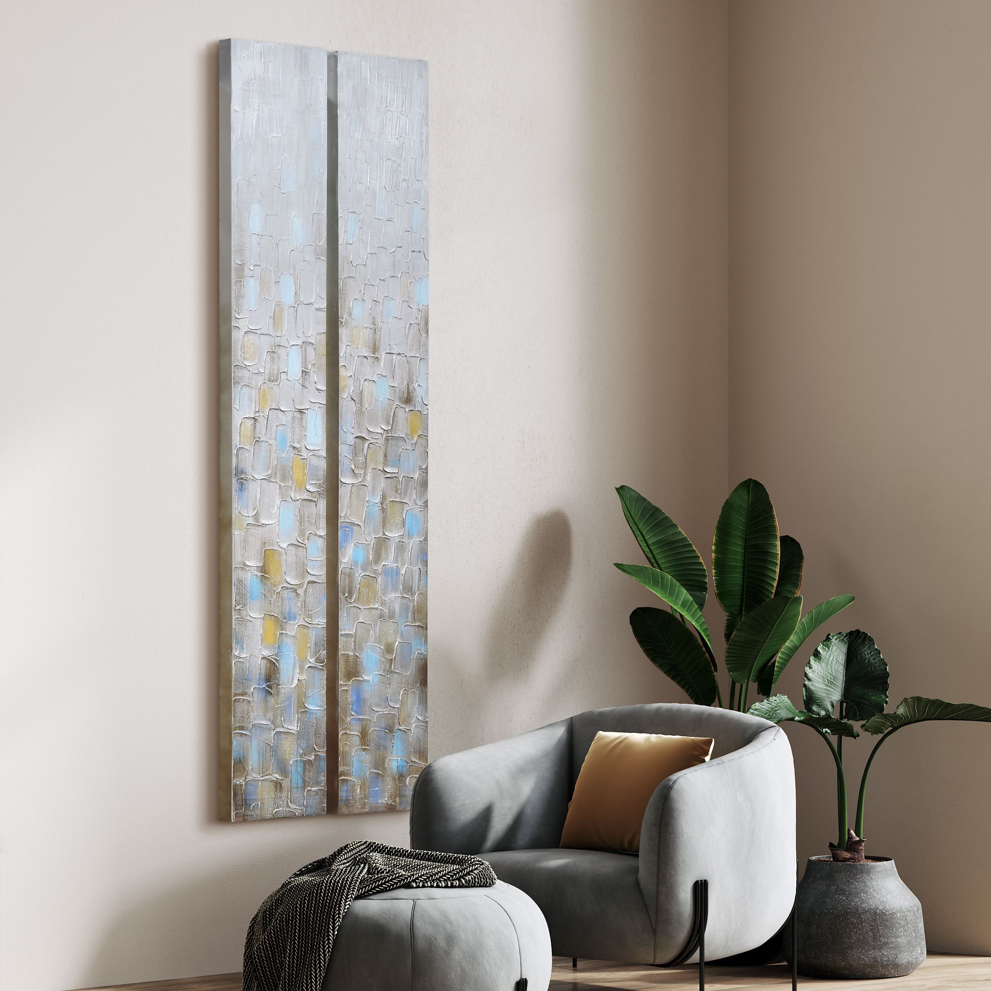 Image 7 Cosmopolitan 72" High Metallic 2-Piece Canvas Wall Art Set more views