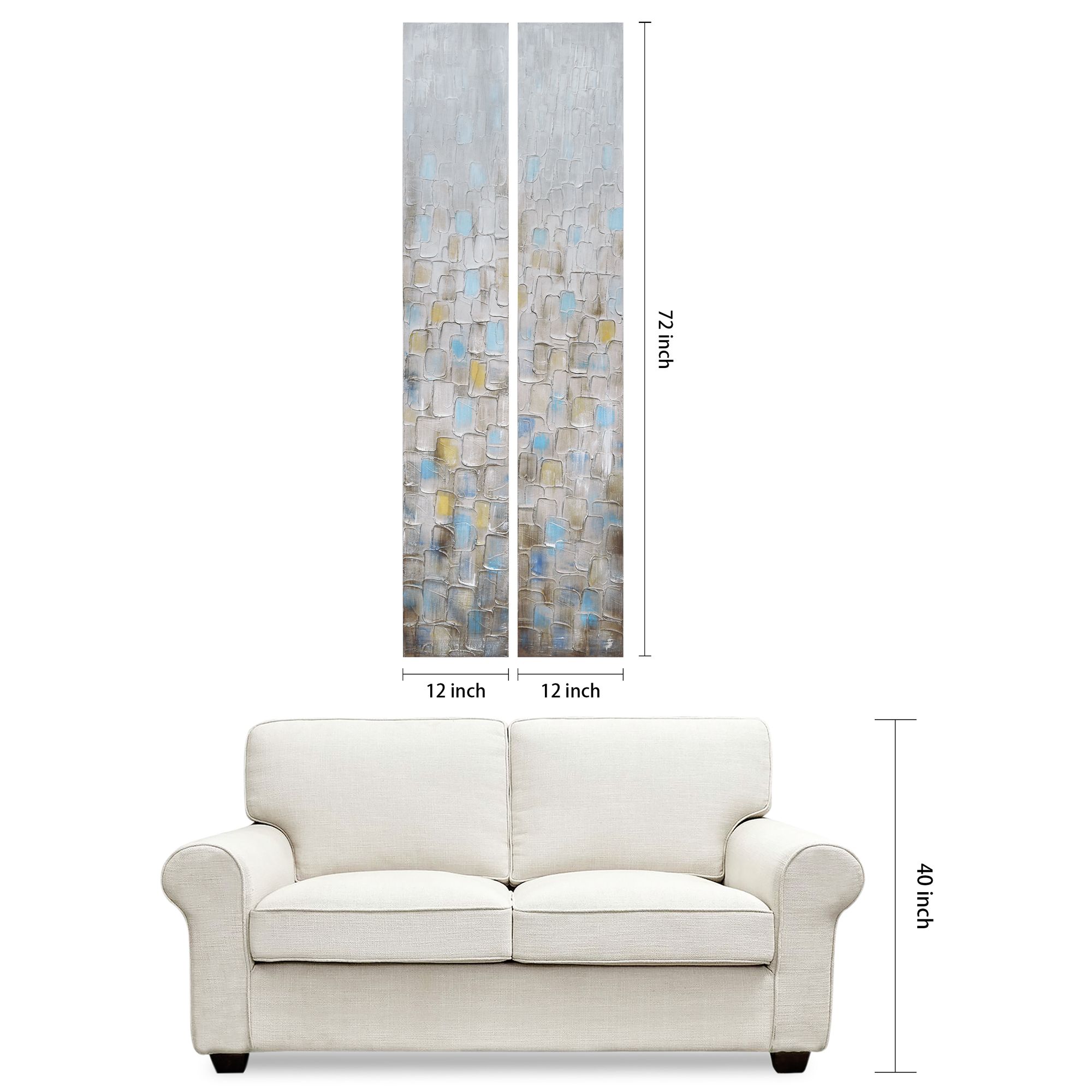 Cosmopolitan 72" High Metallic 2-Piece Canvas Wall Art Set in scene