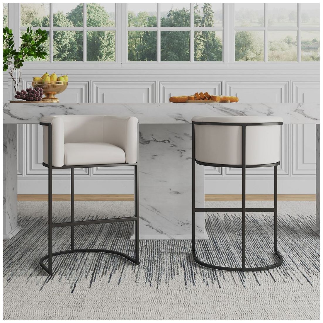 Image 2 Cosmopolitan Barstool in Cream and Black (Set of 3) more views
