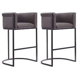 Image1 of Cosmopolitan Barstool in Pebble and Black (Set of 2)