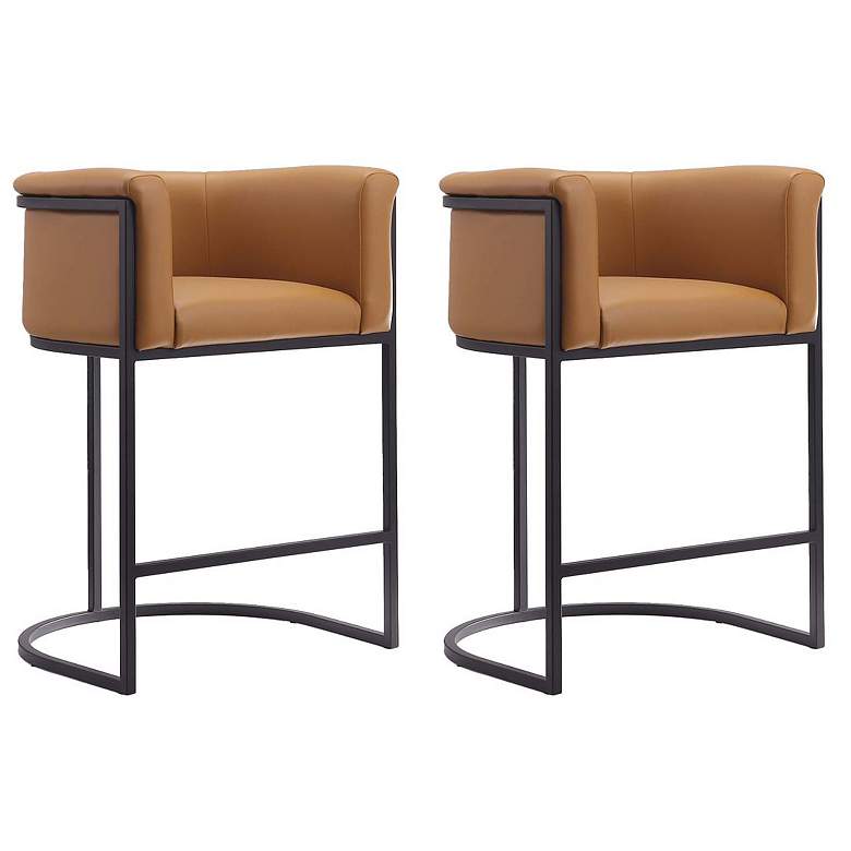 Image 2 Cosmopolitan Counter Stool in Camel and Black (Set of 2)