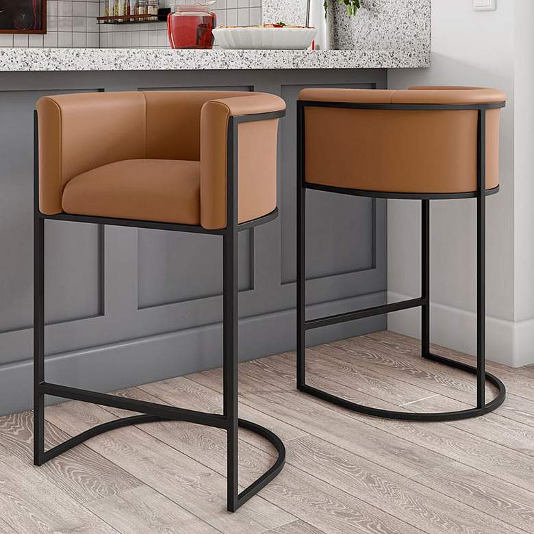 Image 1 Cosmopolitan Counter Stool in Camel and Black (Set of 2)