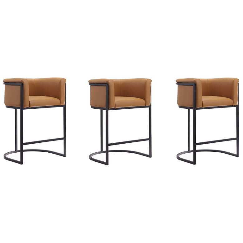 Image 1 Cosmopolitan Counter Stool in Camel and Black (Set of 3)