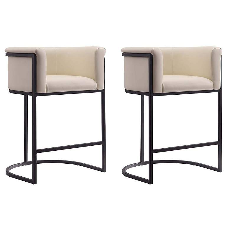 Image 2 Cosmopolitan Counter Stool in Cream and Black (Set of 2)