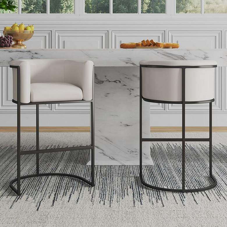 Image 1 Cosmopolitan Counter Stool in Cream and Black (Set of 2)