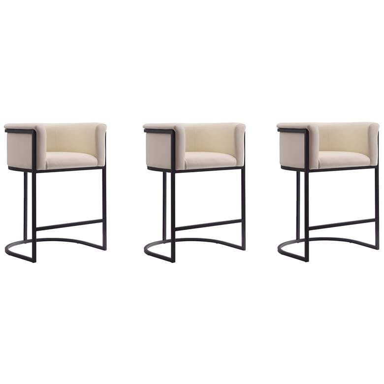 Image 1 Cosmopolitan Counter Stool in Cream and Black (Set of 3)