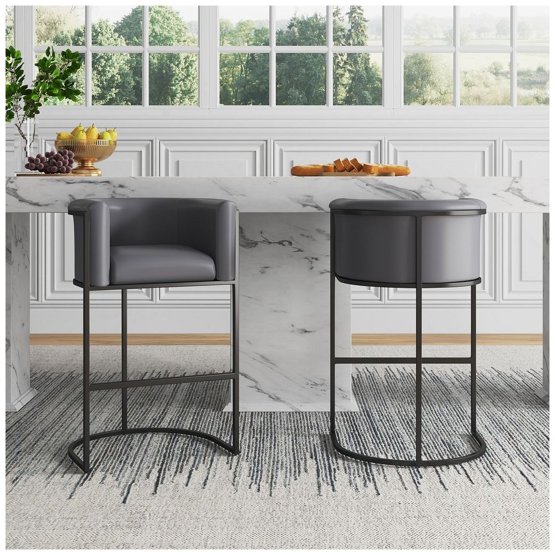 Image 2 Cosmopolitan Counter Stool in Grey and Black (Set of 3) more views