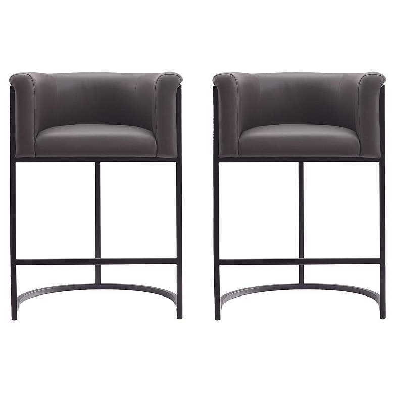 Image 2 Cosmopolitan Counter Stool in Pebble and Black (Set of 2)