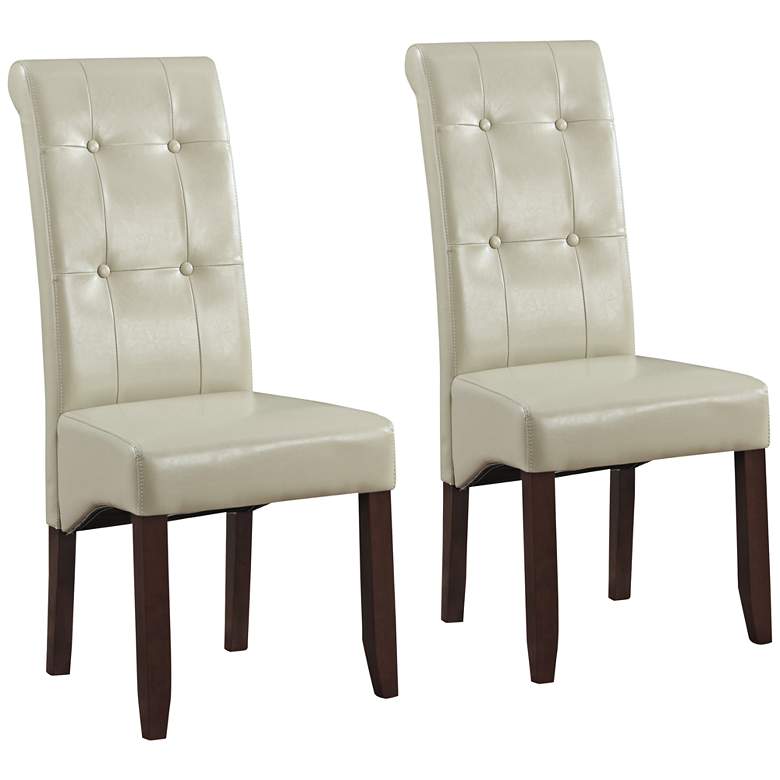 Image 1 Cosmopolitan Cream Faux Leather Parson Chair Set of 2